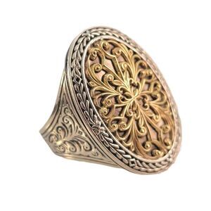 Konstantino 18k Gold & Sterling  Filigree Oval Statement Ring